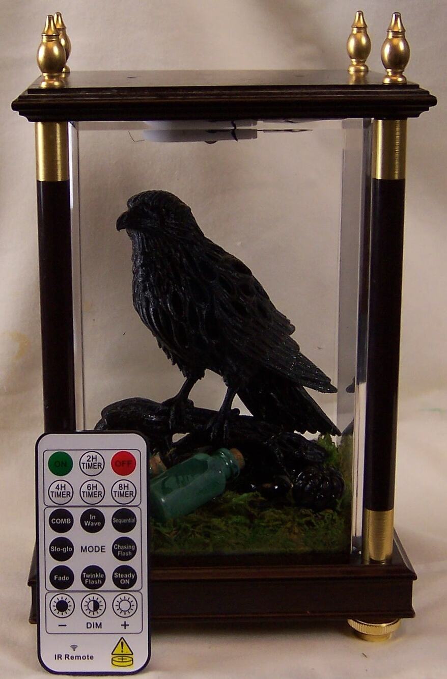 Gothic Raven Curio Glass Display Light